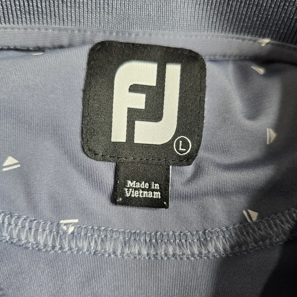 FJ Footjoy Performance Golf Shirt Push Play Gray All Over Print Mens Size L